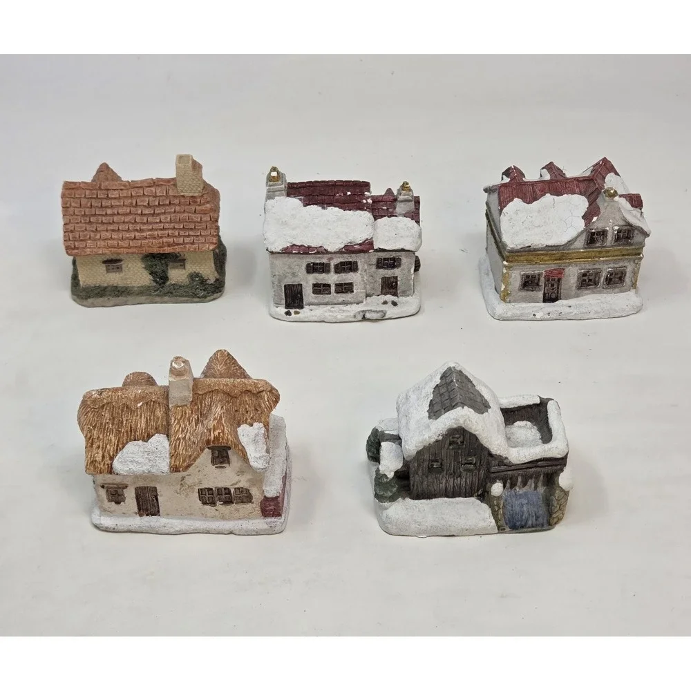Vintage 1987-1989 RSVP Dickens Christmas Resin Cottages Village Lot of 5